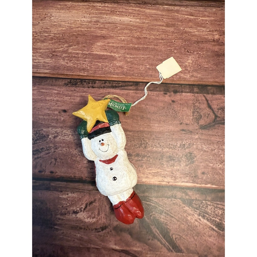 Eddie Walker Christmas Snowman Angel Gold Star Red Scarf‎ Ornament Midwest